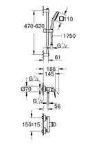 Dušo maišytuvas Grohe Cubeo su dušo stovu, matinė juoda sp.