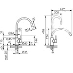 Plautuvės maišytuvas Ferro Zumba, juodas, lankstus