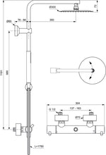 Stacionari dušo sistema Ideal Standard Ceratherm T125, su Ø300 galva ir Stick rankiniu dušu, Brushed Gold