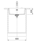 Po stalviršiu montuojama granitinė plautuvė Franke Maris, MRG 110-52, Steingrau, rankinis ventilis