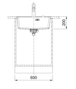 Lygiai su stalviršiumi montuojama granitinė plautuvė Franke Maris, MRG 210-52 A, Juoda matinė, ekscentrinis ventilis