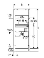 Rėmas praustuvui 130 cm Geberit, elektroniniams iš sienos montuojamiems praustuvų maišytuvams su potinkine funkcine dėžute