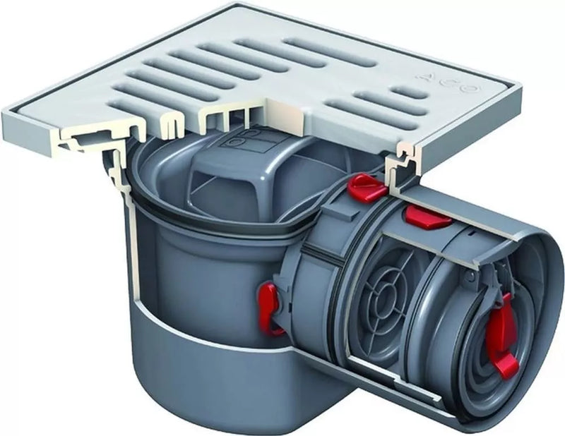 Rūsio trapas ACO Junior su atbuliniu vožtuvu, plastikinės grotelės