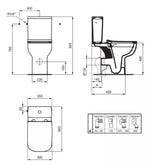 Pastatomas WC Ideal Standard i.life A RimsLS+, paaukštintas, su bakeliu ir lėtai nusileidžiančiu dangčiu