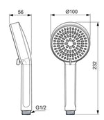 Idealrain Alu+ rankinis dušas 100 mm, dvi funkcijos, chromas