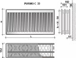 Radiatorius Purmo Compact C 33, 500-1200, pajungimas šone