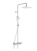 Termostatinė lietaus dušo sistema NOVA STYLE su rankiniu dušu, kvadratinė dušo galva, chromas