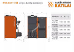 Granulinis katilas PELLET UNI 26 kW su rotac. 20 kW degikliu, sraigtu, 260 l met. bunkeriu