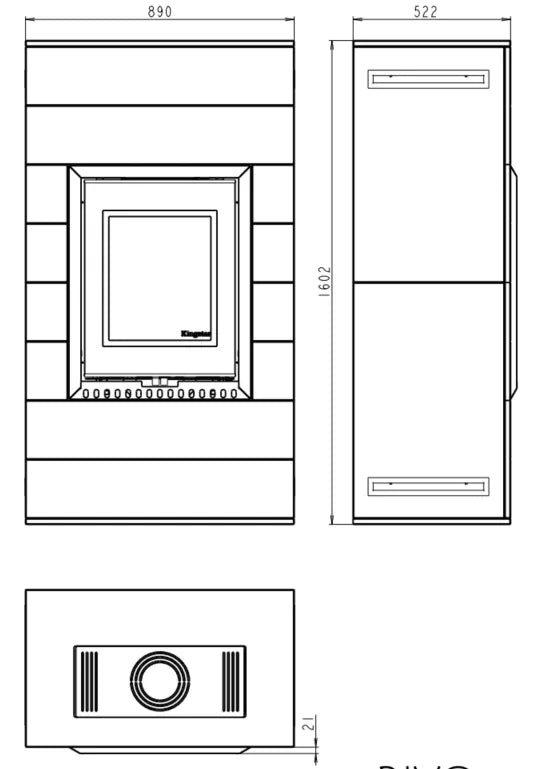 Plieninė krosnelė Thorma Rivo, su pilka apdaila komplekte
