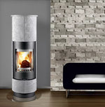 Plieninė krosnelė Thorma Delia Standard, su akmens apdaila