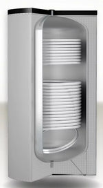 Karšto vandens šildytuvas BOLLY 2 AP WB 300 L, su dviem gyvatukais 0,9 ir 1,4 m², kieta izoliacija