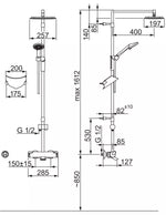 Termostatinė lietaus vonios/dušo sistema OPTIMA su rankiniu dušu ir snapu, chromas