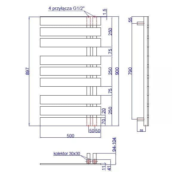 (n.g.) Juodojo metalo gyvatukas NAMELESS NAM-50/90, balta struktūrinė spalva