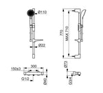 Termostatinis dušo maišytuvas su dušo komplektu Oras Aurelia 4769-33, juodos matinės spalvos - be ekcentrinių jungčių