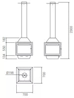 Plieninis židinys Traforart Ariadna, centrinis, spalva iš RAL paletės