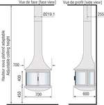 Plieninis židinys Bordelet Lea 998, sieninis, su stiklu