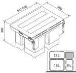 Šiukšliadėžė FRANKE, Sorter Garbo, 60-3, 18l.+12l.+8l.