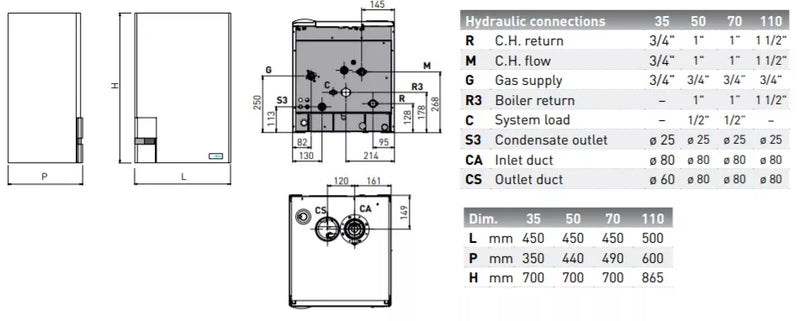 Dujinis kondensacinis katilas Sime MURELLE HE 70 R ErP kaskadinėms katilinėms, su el. cirk. siurbliu (8113340)