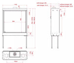 Dujinis židinys SQ 100, kvadratiniu tiesiu stiklu, 964x965cm