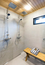 Termostatinė lietaus vonios/dušo sistema Oras OPTIMA su rankiniu dušu ir snapu, chromas (ekscentrikai užsakomi atskirai)