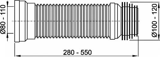 Lanksti WC pajungimo mova (gofra) D80/110x100/120; L240-600 mm