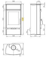 Plieninė krosnelė Thorma Alvesta, pilkos spalvos, akmens apdaila