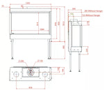Dujinis židinys NV80 F2 L, aukštu kampiniu kairės pusės stiklu (242x840xh614)