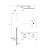 Ideal Standard T125 termostatinė dušo sistema su apvalia metaline 300 mm pagrindinė dušo galva, rankinis dušas "stick",
