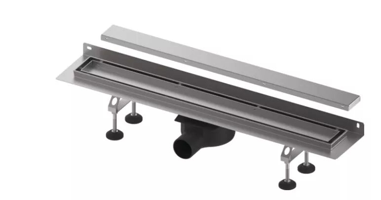 TECElinus dušo latako komplektas su dvipusėmis grotelėmis steel/plate , su užlenktu flanšu 900mm