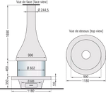 Plieninis židinys Bordelet Alexia 995, centrinis, su stiklu