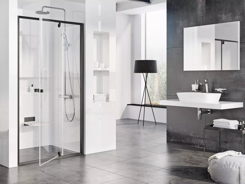 Varstomos dušo durys Ravak Pivot, PDOP2-120, juoda+Transparent