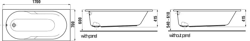 Jika LYRAplus vonia 170 x 70 cm, su kojelėmis