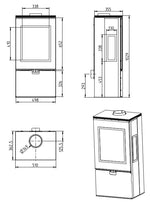 Plieninė krosnelė Thorma Wiesbaden, tiesiu stiklu