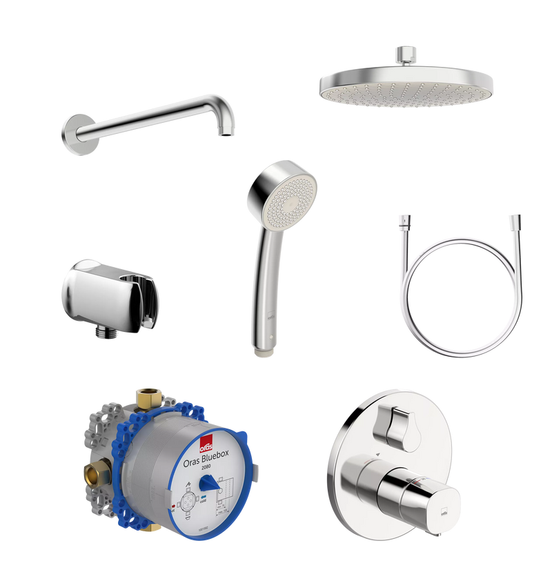 Potinkinė termostatinė dušo sistema BLUEBOX su 200mm lietaus galva (2080;2088;232070 )