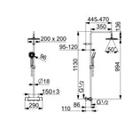 Termostatinė lietaus dušo sistema NOVA STYLE su rankiniu dušu, kvadratinė dušo galva, chromas