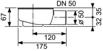 TECEdrainline plokščias sifonas, DN 50 horizontalus; montavimo H 95 mm; pralaidumas 0,73 l/s