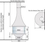 Plieninis židinys Bordelet Marina 993, sieninis, su stiklu