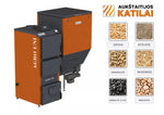 Granulinis katilas Agro UNI 40 kW, komplekte su 40 kW "Zenono" degikliu, 400 l bunkeriu