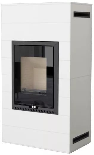Plieninė krosnelė Thorma Rivo, su balta apdaila komplekte