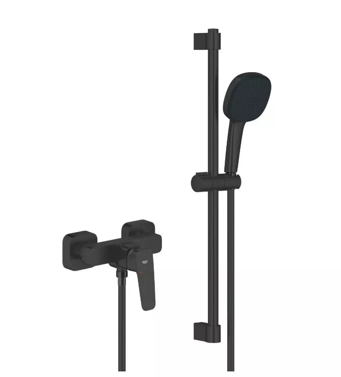Dušo maišytuvas Grohe Cubeo su dušo stovu, matinė juoda sp.