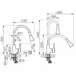 Plautuvės maišytuvas Ferro Zumba II, juodas, lankstus