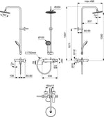 Stacionari vonios-dušo sistema Ideal Standard Cerafine O, su Ø200 galva ir rankiniu dušu, Silk Black matinė juoda
