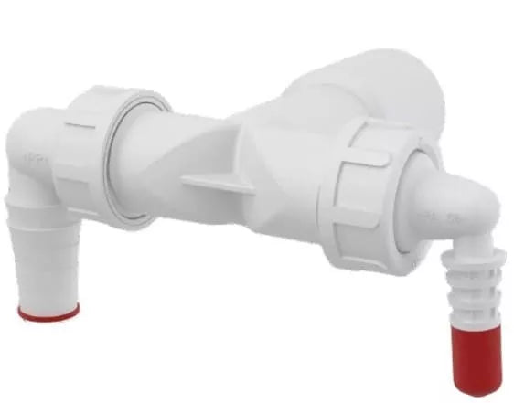 Kanalizacijos jungtis DN40-32 Alcaplast, su atbuliniais vožtuvais skalbyklei ir džiovyklei