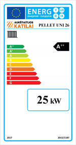 Granulinis katilas PELLET UNI 26 kW  su rotac. 20 kW degikliu, sraigtu, 230 l met. bunkeriu