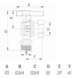 Kampinis ventilis 3/4" i/v, su laisva veržle DK