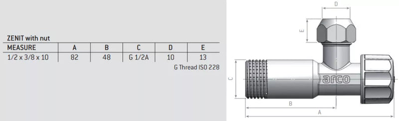 ZENIT rutulinis kranelis 1/2x3/8x10