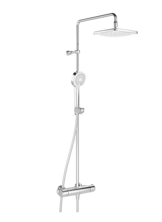 Termostatinė lietaus dušo sistema NOVA STYLE su rankiniu dušu, kvadratinė dušo galva, chromas