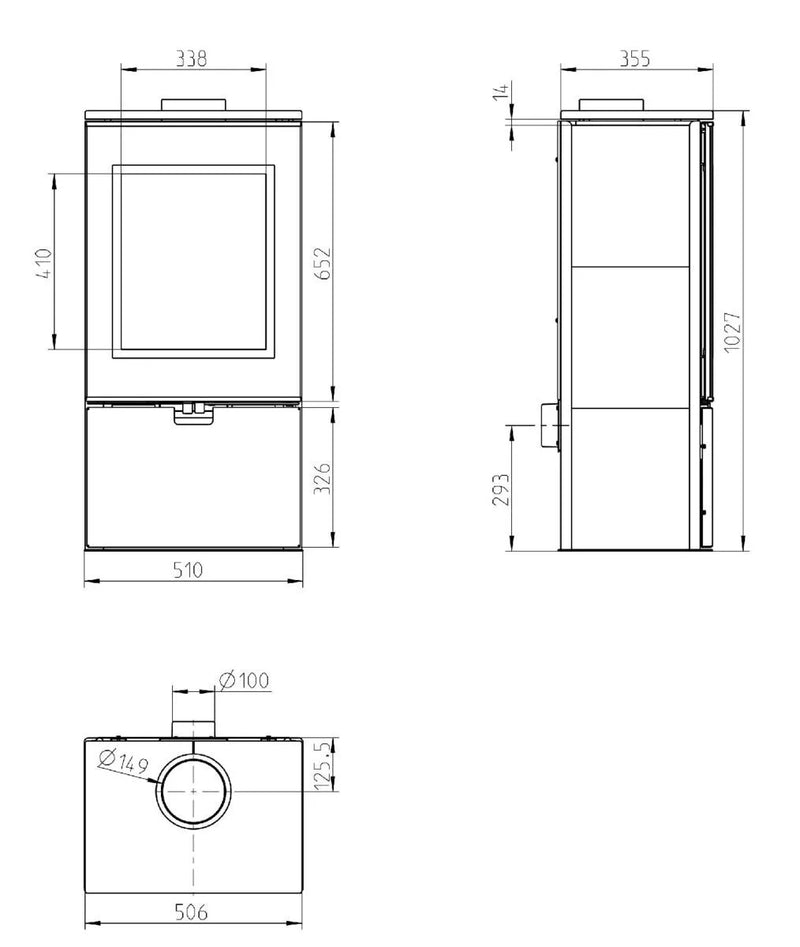 Plieninė krosnelė Thorma Cremona Top, juoda/juoda