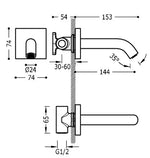 Potinkinio maišytuvo snapas chrom. su kvadratine apdaila