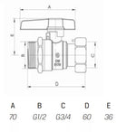 Tiesus ventilis 1/2" x 3/4" i/v DK